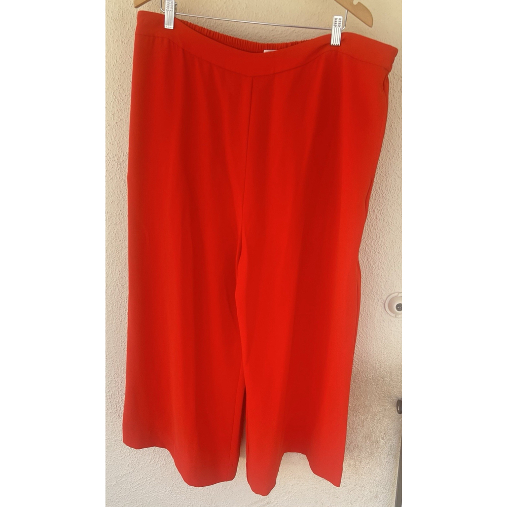 Diane Von Furstenberg Red Pull On High Rise Pants XL Bold Business Casual